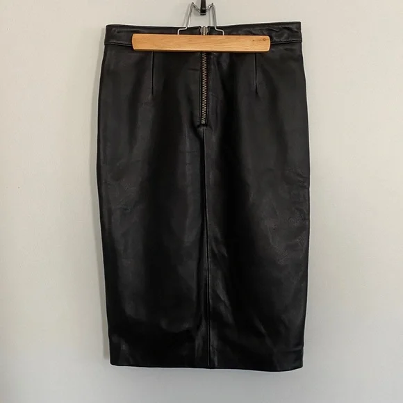 Mason Leather Black Pencil Skirt Zippers size 0 - Picture 7 of 14